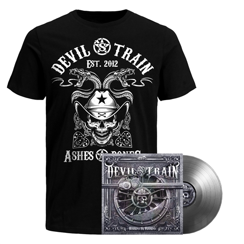 Devil`s Train - Ashes & Bones, Vinyl Bundle
LP 1: Solid Silver
LP 2: Grey/Black Marbled
LP 3: White/Black Splatter